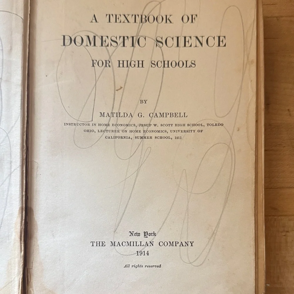 Vintage Hardcover A Textbook of Domestic Science by Matilda G. Campbell